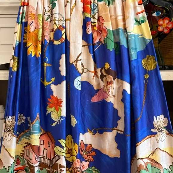 Antonio Melani Evie Woven Ocean Print High Rise A-Line Coordinating Skirt sz 6 - Picture 7 of 7